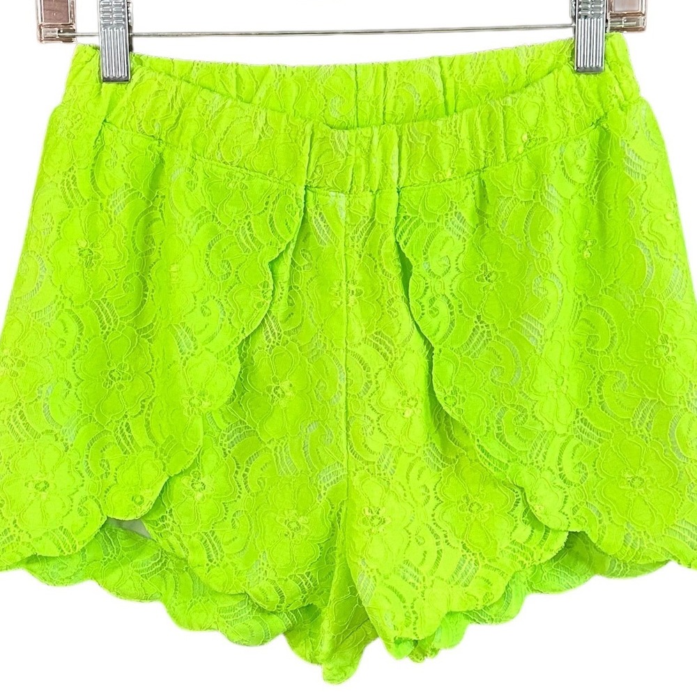 Umgee Lace Shorts Women S Neon Green Excellent Scalloped Tulip Festival Boho